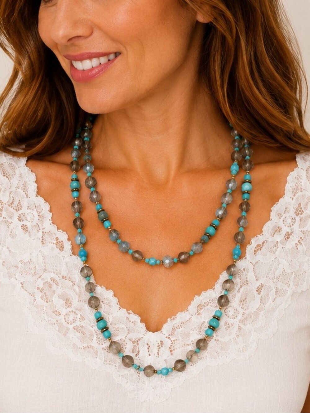 Handmade Long Vintage Czech Glass Knotted Necklace